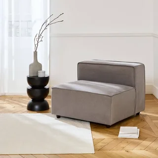Sillón modular tela impermeable 1 plaza gris jaspeado salón