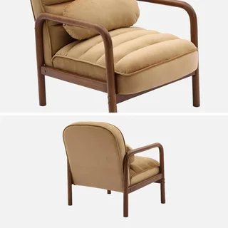 Schwarzer Samt Vintage Sessel Hevea Nussbaumholz Amélie