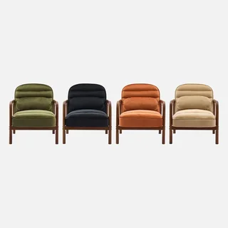 Amélie Vintage Sessel Schwarzer Samt und Nussbaum Hevea Holz