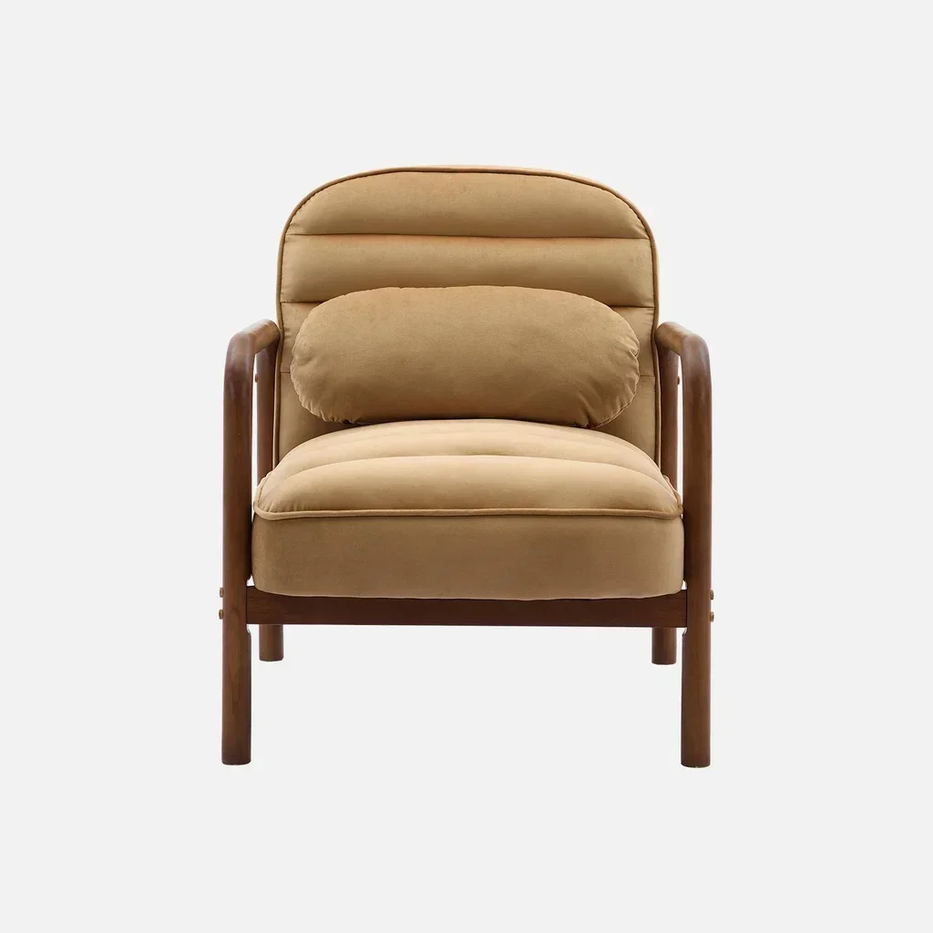 Schwarzer Samt Vintage Sessel Hevea Nussbaumholz Amélie