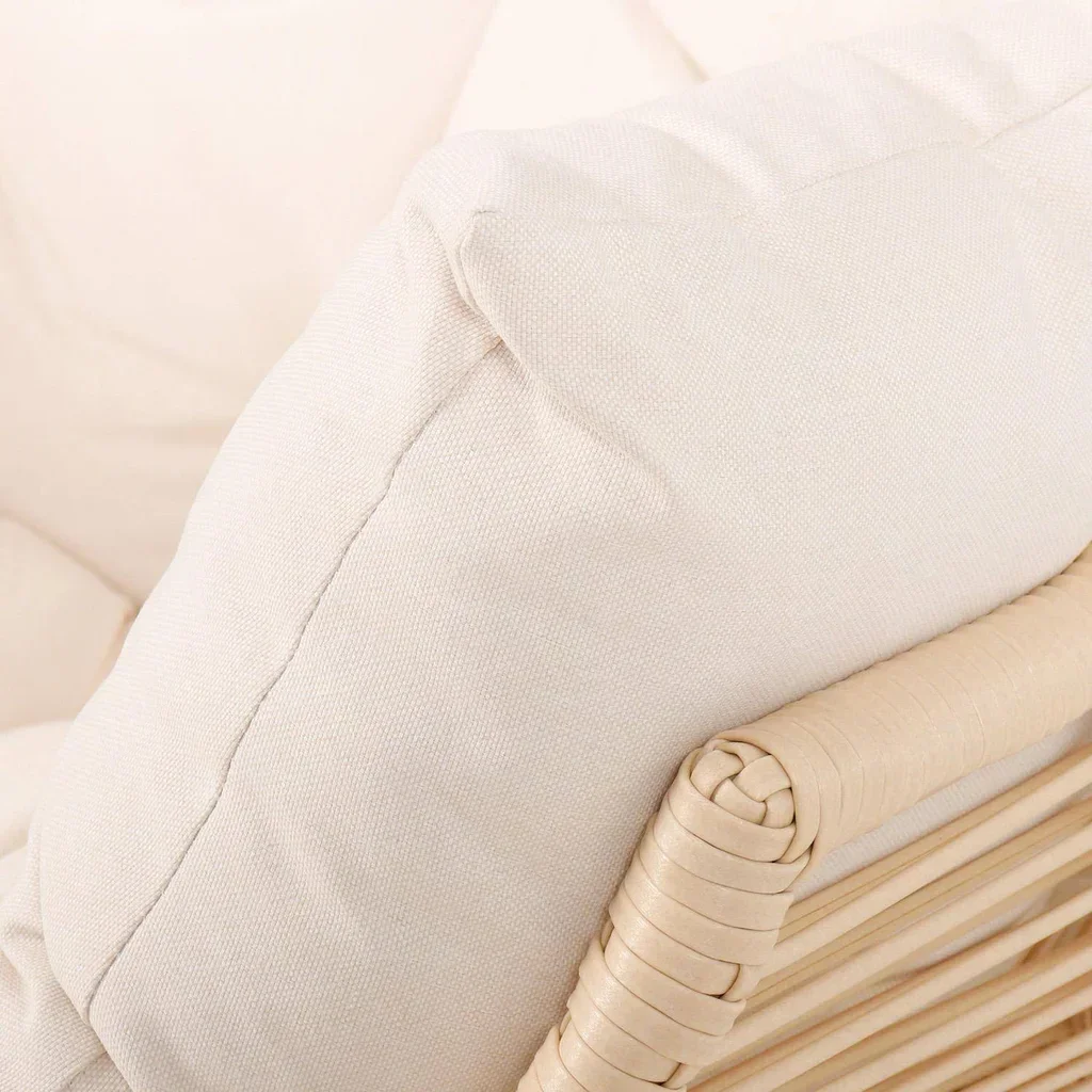 Fauteuil œuf de jardin Salenza en résine tressée et acier avec coussin confortable