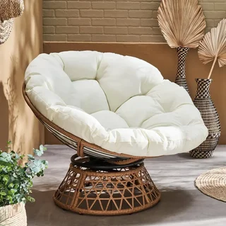 Fauteuil papasan rotatif polyrotin Ø96 cm loveuse confort jardin