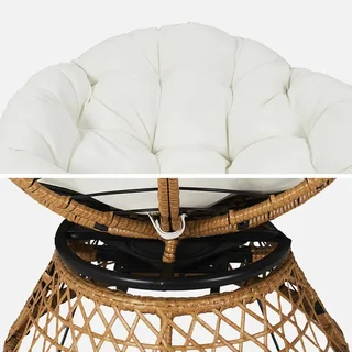 Fauteuil papasan rotatif polyrotin Ø96 cm loveuse confort jardin