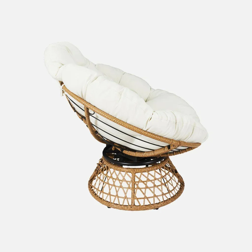 Fauteuil papasan rotatif polyrotin Ø96 cm loveuse confort jardin