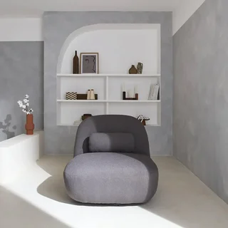 Sillón Giratorio 360° Bouclé Texturizado Gris Spino Confort