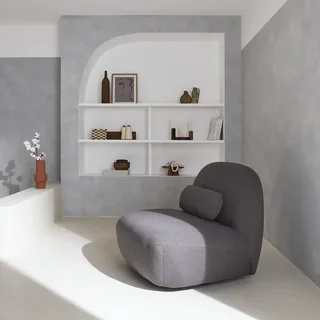 Sillón Giratorio 360° Bouclé Texturizado Gris Spino Confort