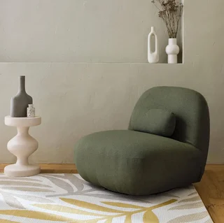 Sillón Giratorio 360° Bouclé Texturizado Gris Spino