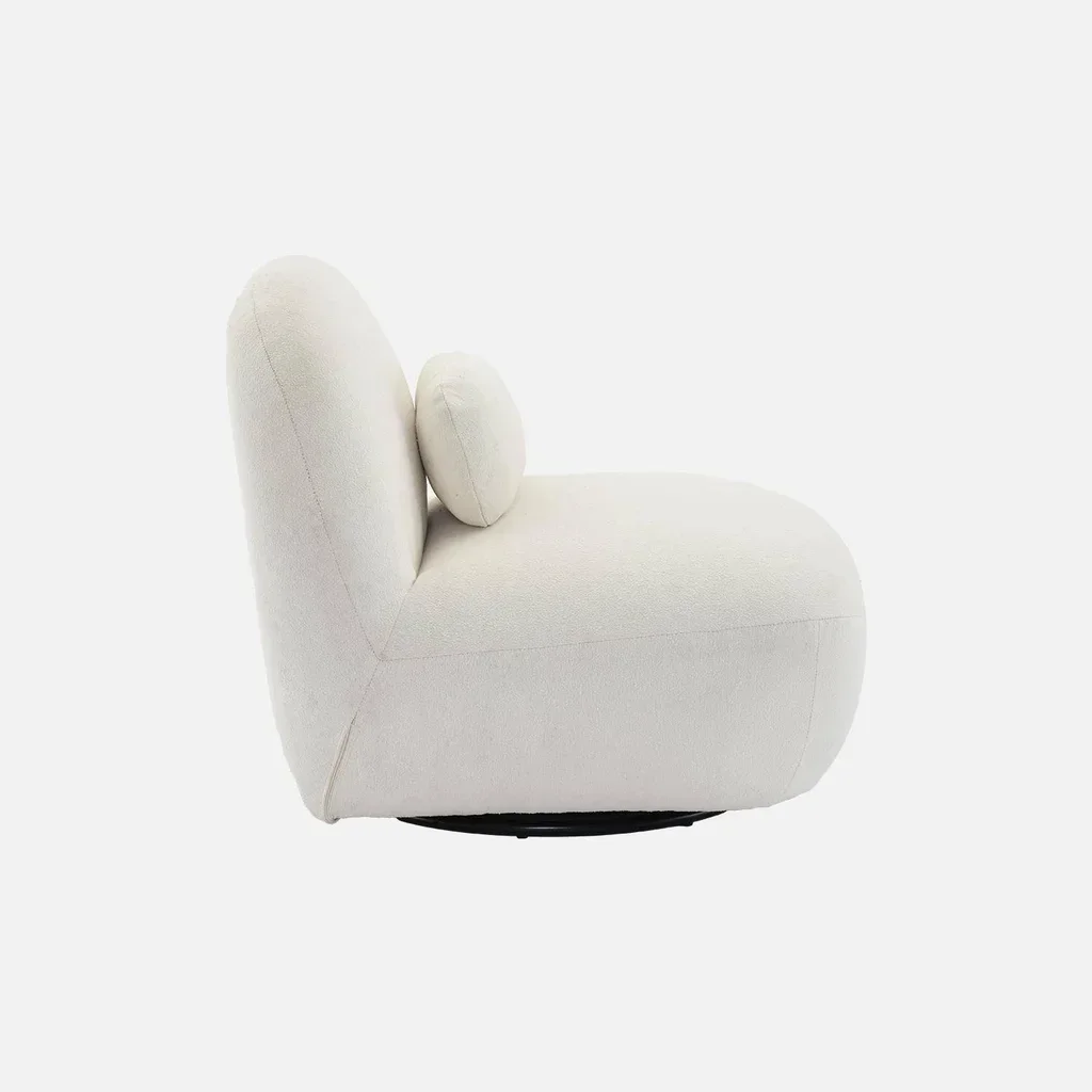Sillón giratorio Spino gris bouclé texturizado 360° diseño contemporáneo salón