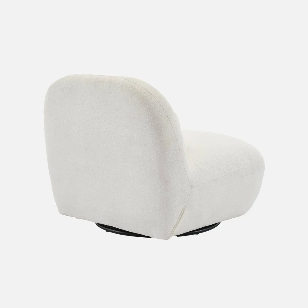 Sillón giratorio Spino gris bouclé texturizado 360° diseño contemporáneo salón