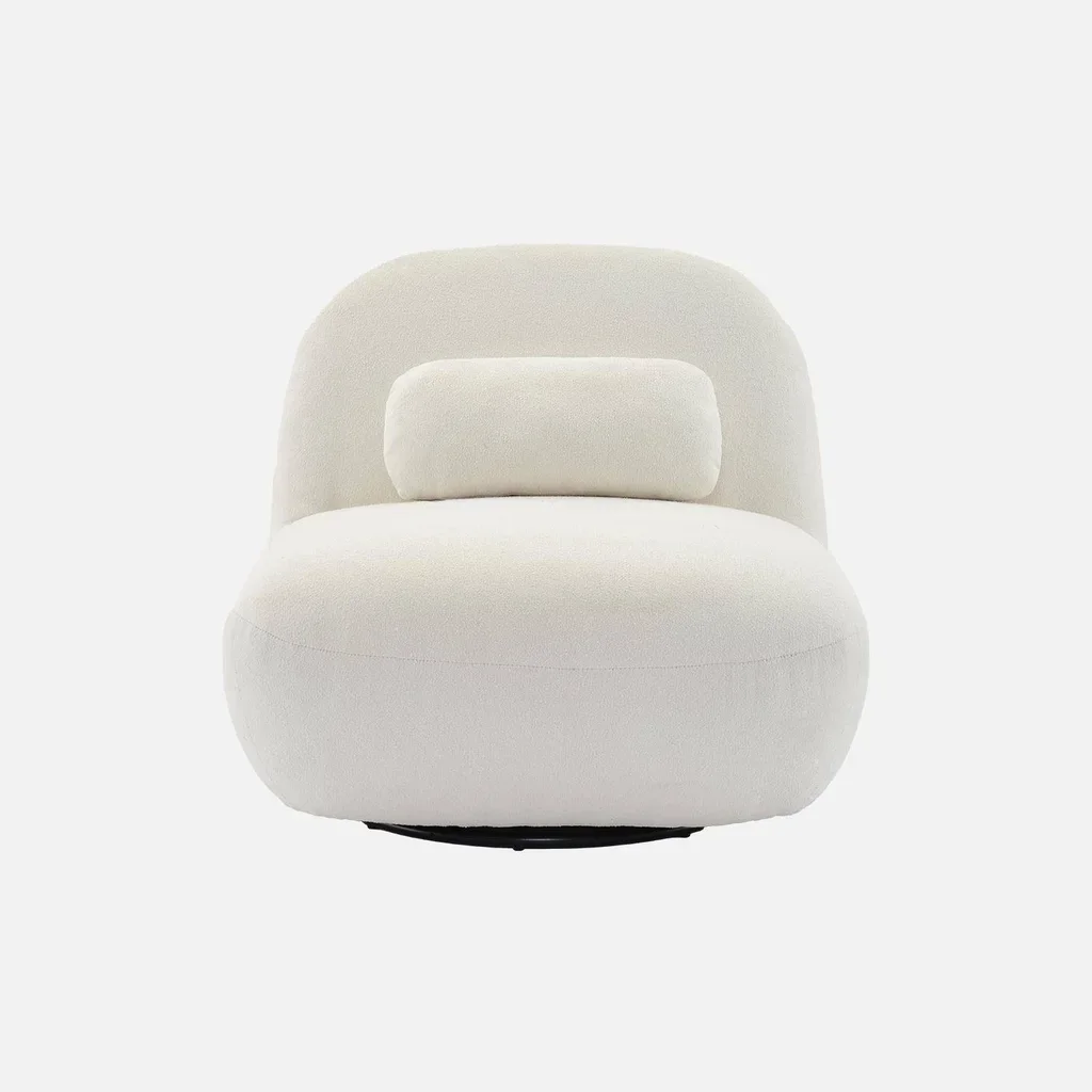 Sillón giratorio Spino gris bouclé texturizado 360° diseño contemporáneo salón