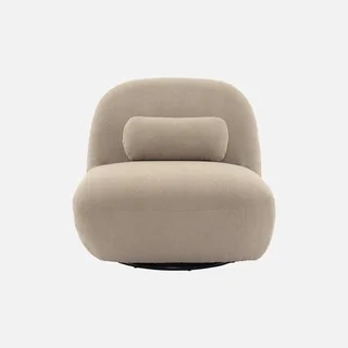 Sillón Giratorio 360° Gris Bouclé Texturizado Diseño Contemporáneo Spino