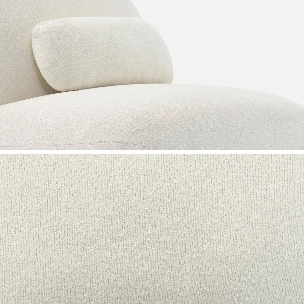 Sillón giratorio Spino gris bouclé texturizado 360° diseño contemporáneo salón