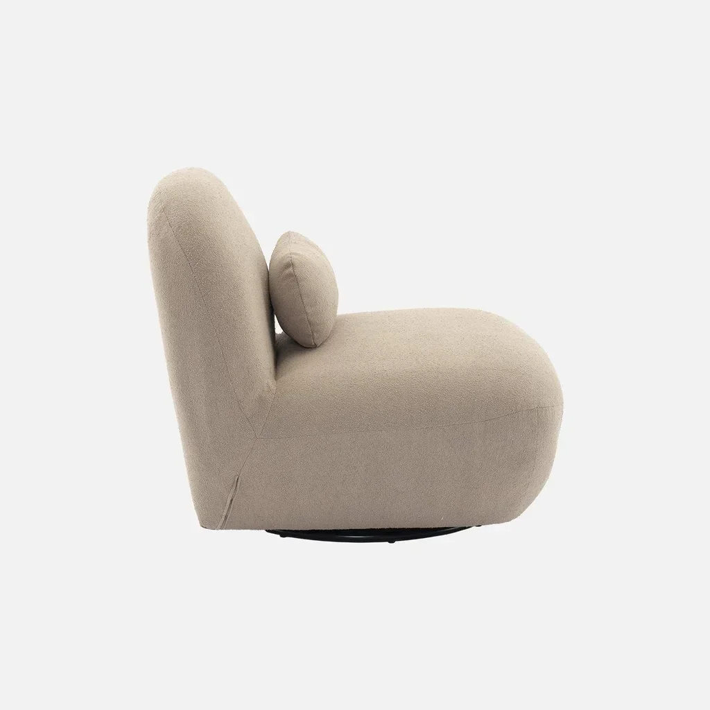 Sillón Giratorio 360° Gris Bouclé Texturizado Diseño Contemporáneo Spino