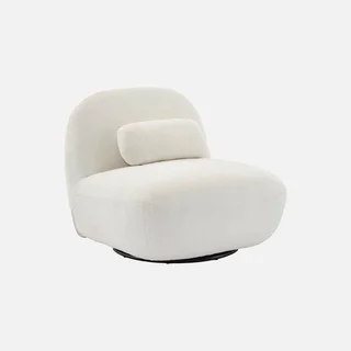 Sillón giratorio Spino gris bouclé texturizado 360° diseño contemporáneo salón