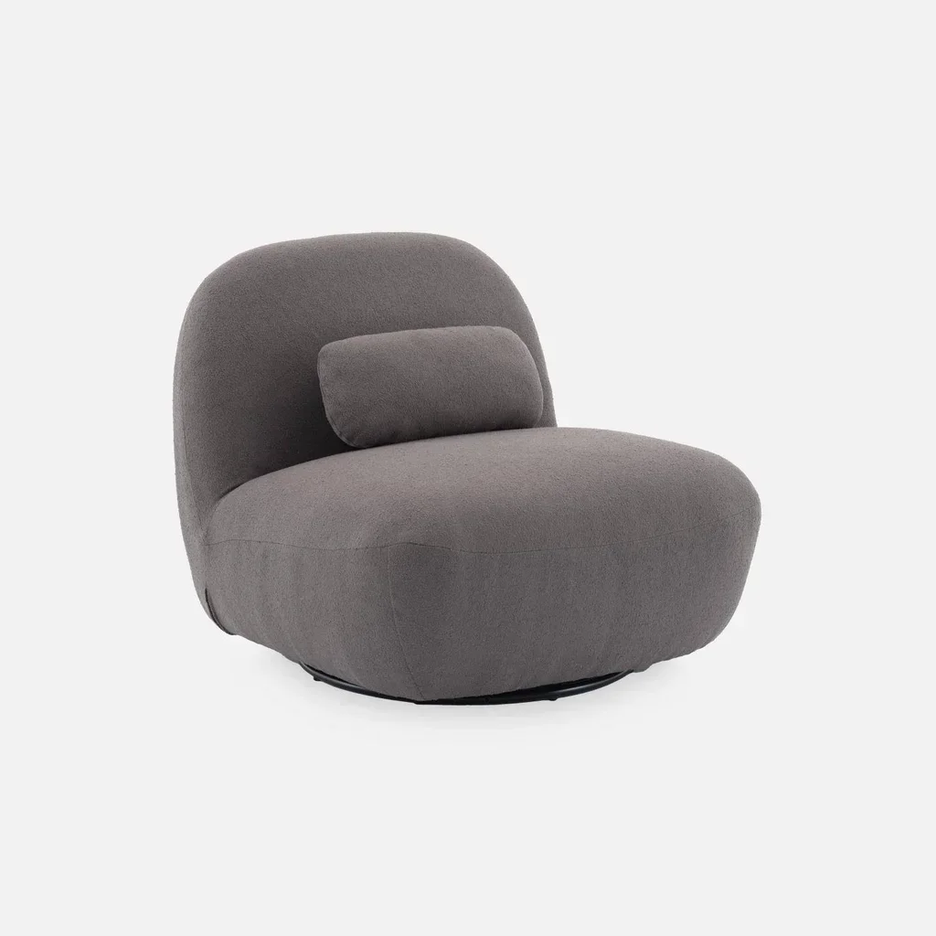 Sillón Giratorio 360° Bouclé Texturizado Gris Spino Confort
