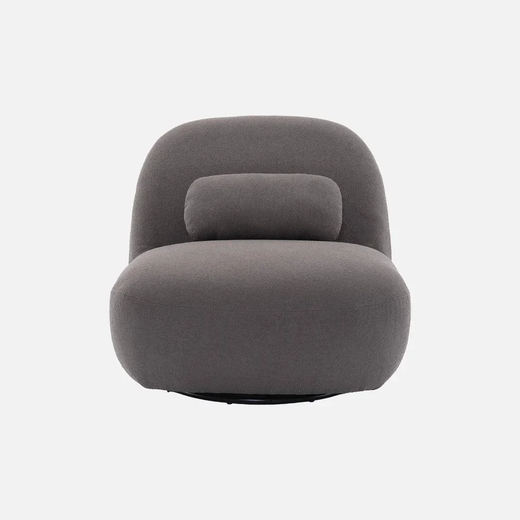 Sillón Giratorio 360° Bouclé Texturizado Gris Spino Confort