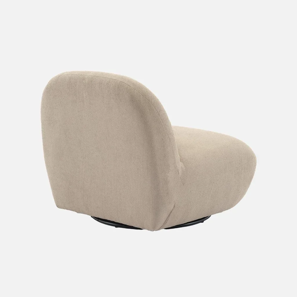 Sillón Giratorio 360° Gris Bouclé Texturizado Diseño Contemporáneo Spino