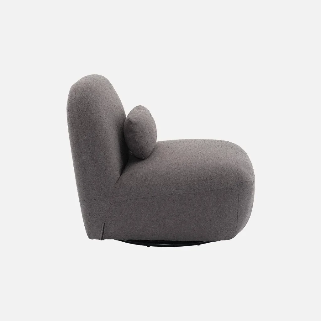 Sillón Giratorio 360° Bouclé Texturizado Gris Spino Confort