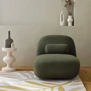 Sillón Giratorio 360° Bouclé Texturizado Gris Spino