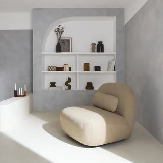 Sillón Giratorio 360° Gris Bouclé Texturizado Diseño Contemporáneo Spino