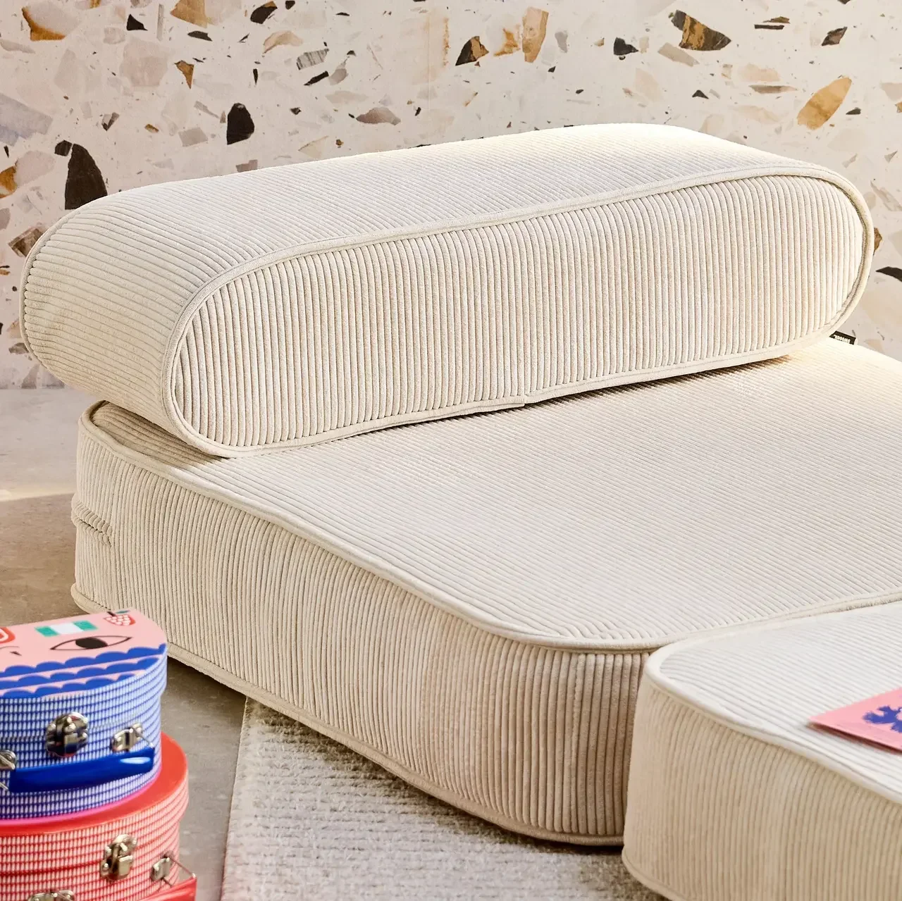 Fauteuil enfant velours côtelé pliable crème Imani