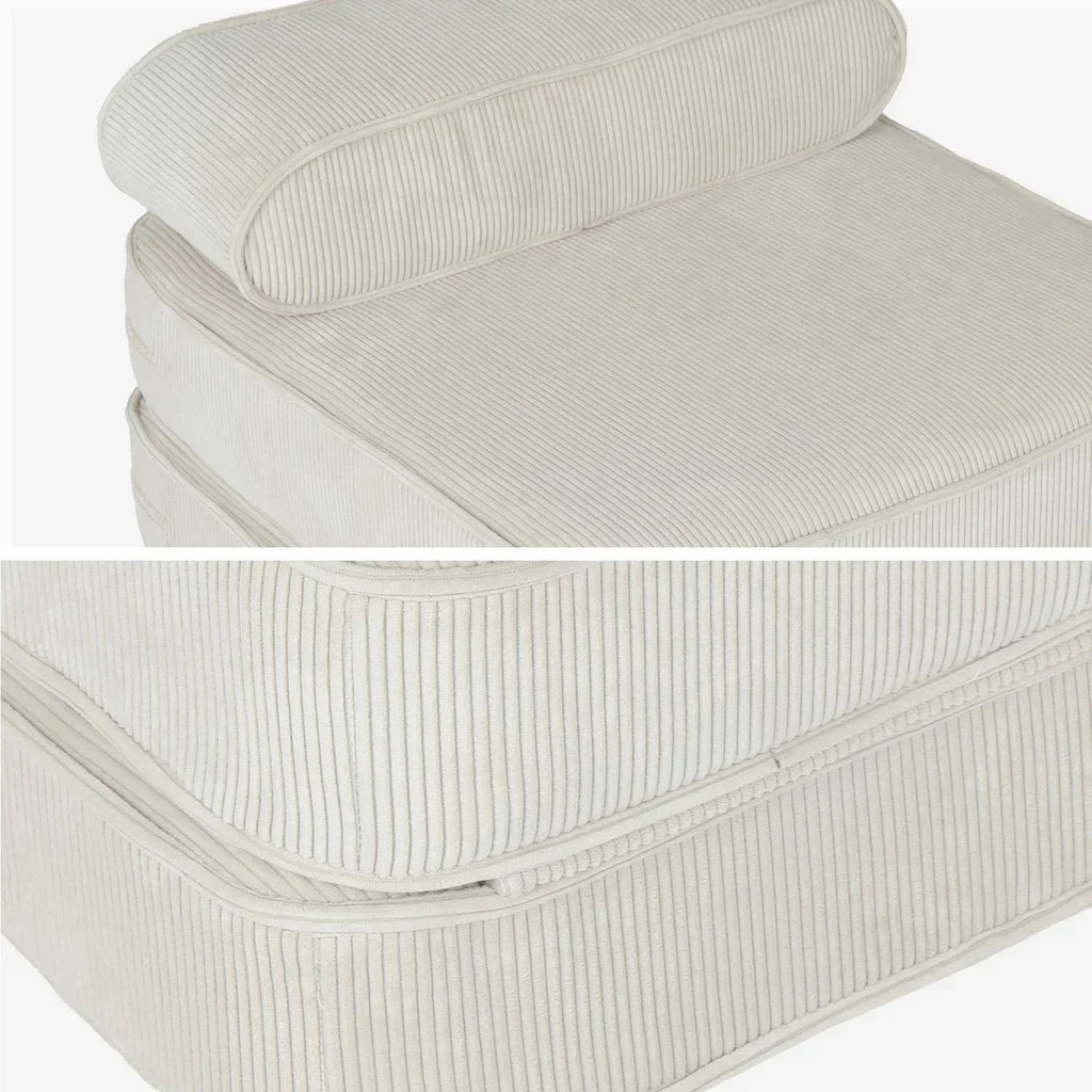 Fauteuil enfant velours côtelé pliable crème Imani