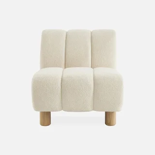 Fauteuil relax arrondi bois hévéa tissu bouclette Angel