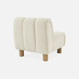 Fauteuil relax arrondi bois hévéa tissu bouclette Angel