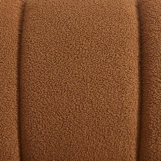 Fauteuil relax arrondi Angel bois hévéa tissu bouclette beige