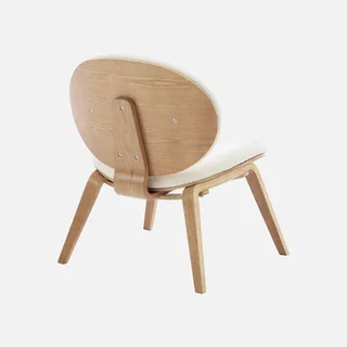 Fauteuil relax bois chêne et tissu bouclette crème confort