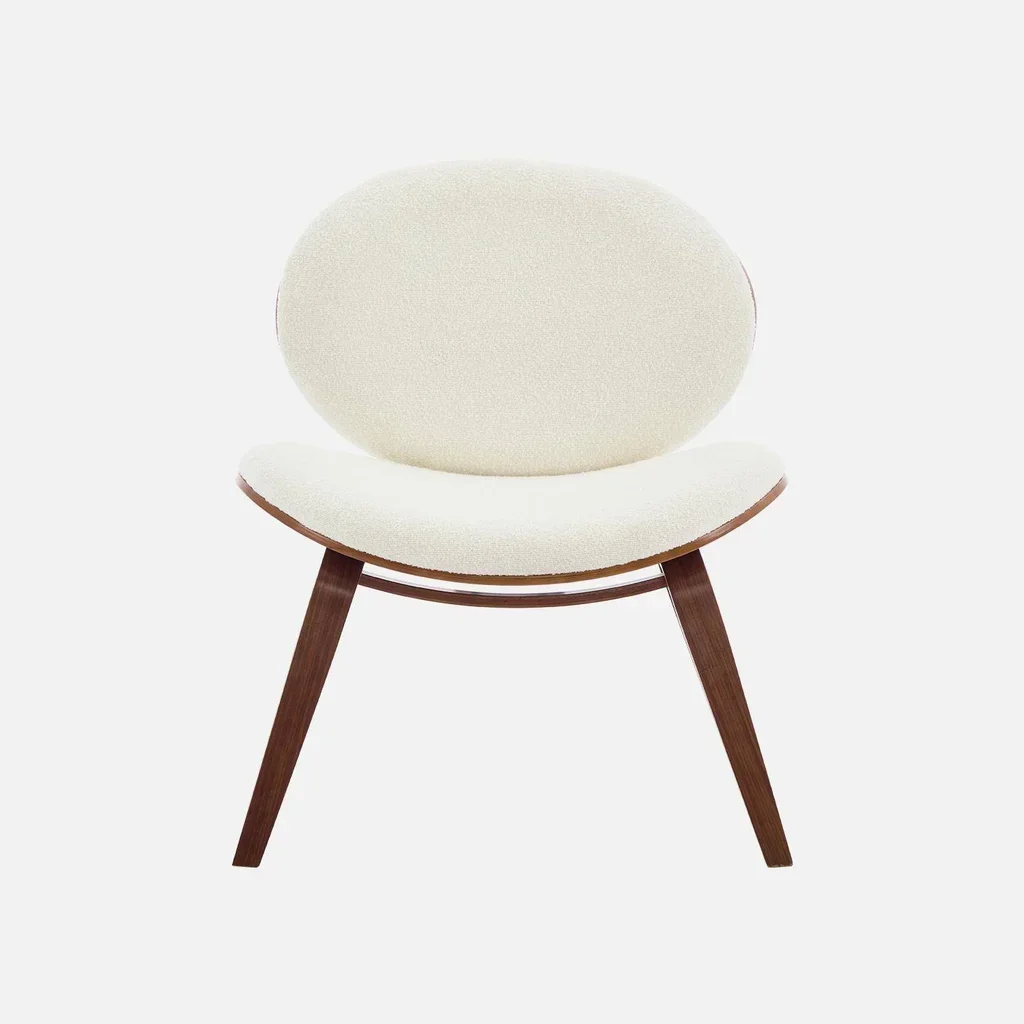Fauteuil relax chêne et bouclette crème - confort intemporel
