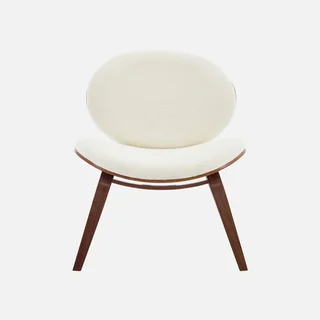 Fauteuil relax chêne et bouclette crème - confort intemporel