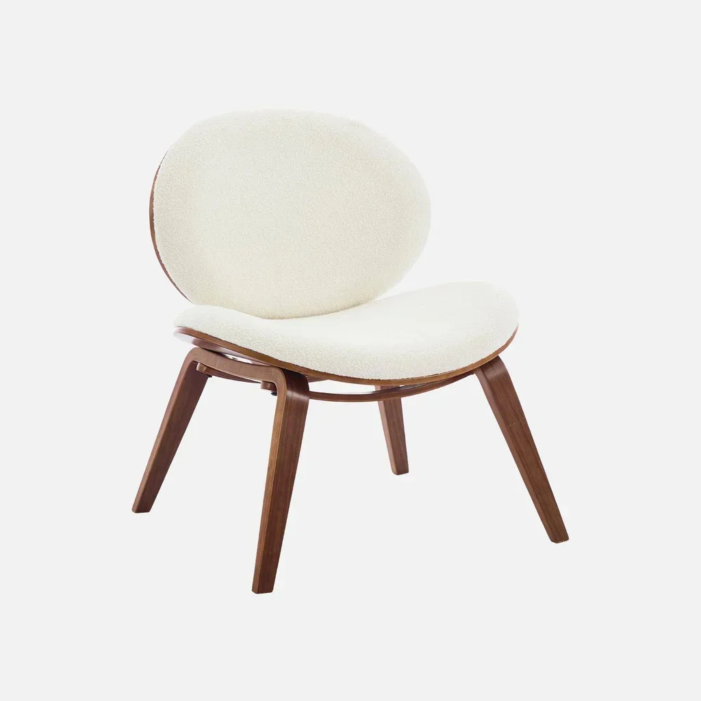Fauteuil relax chêne et bouclette crème - confort intemporel