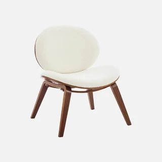 Fauteuil relax chêne et bouclette crème - confort intemporel