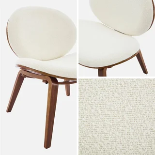 Fauteuil relax chêne et bouclette crème - confort intemporel
