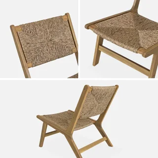 Fauteuil relax jardin bois acacia résine tressée effet paille extérieur