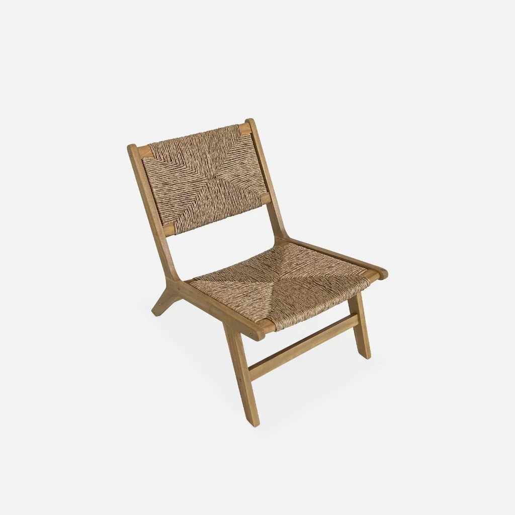Fauteuil relax jardin bois acacia résine tressée effet paille extérieur