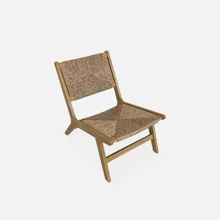Fauteuil relax jardin bois acacia résine tressée effet paille extérieur