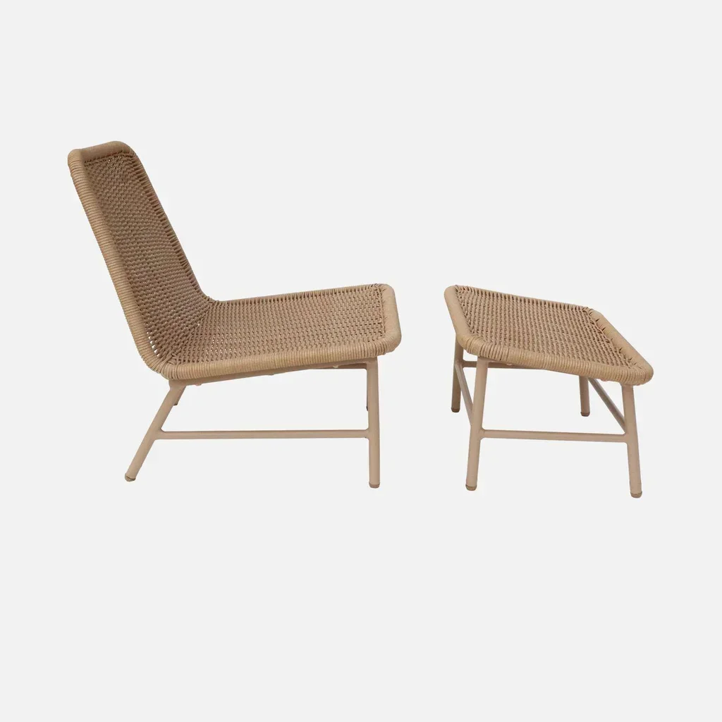 Aluminum Relaxation Chair Woven Rope Outdoor Footrest Lounge Armchair