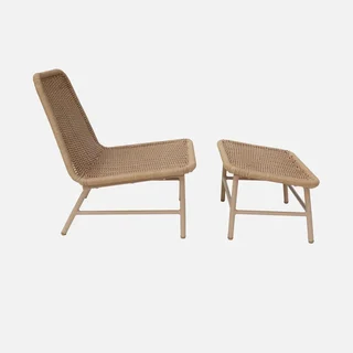 Aluminum Relaxation Chair Woven Rope Outdoor Footrest Lounge Armchair