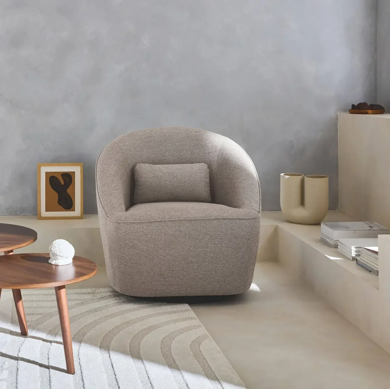 360° Drehsessel Lana Stoffpolster Gemütlich Minimalistisch