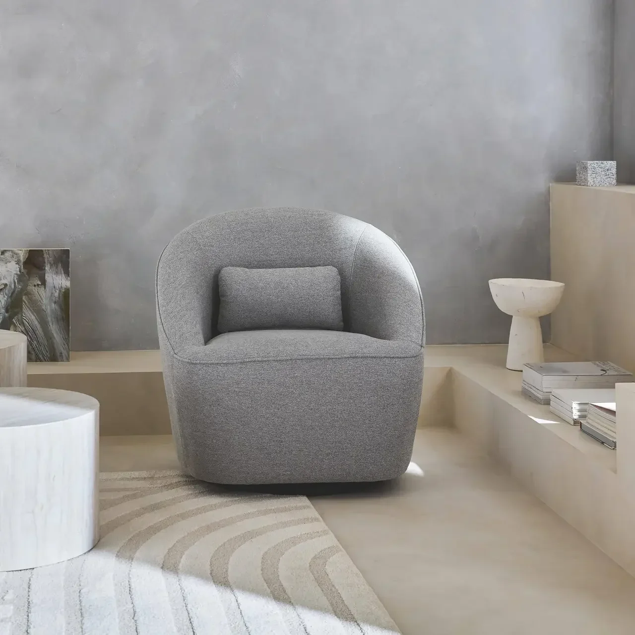 Lana Drehsessel 360° Beiger Stoff Bequemer Wohnzimmer Sessel