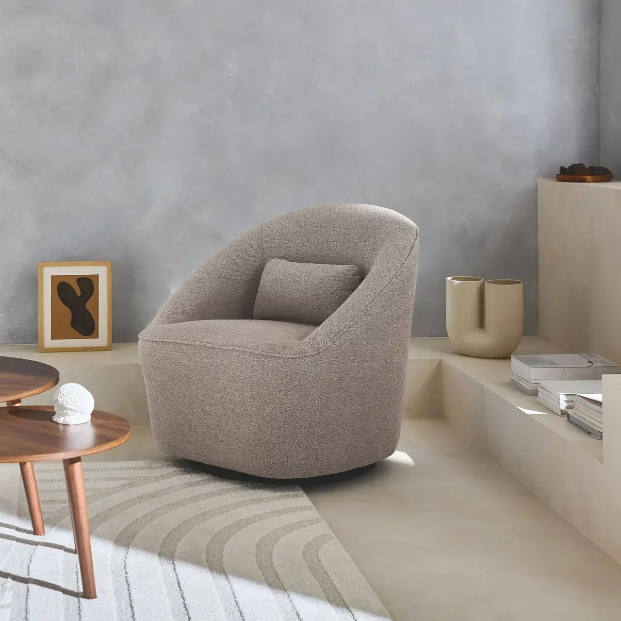 360° Drehsessel Lana Stoffpolster Gemütlich Minimalistisch