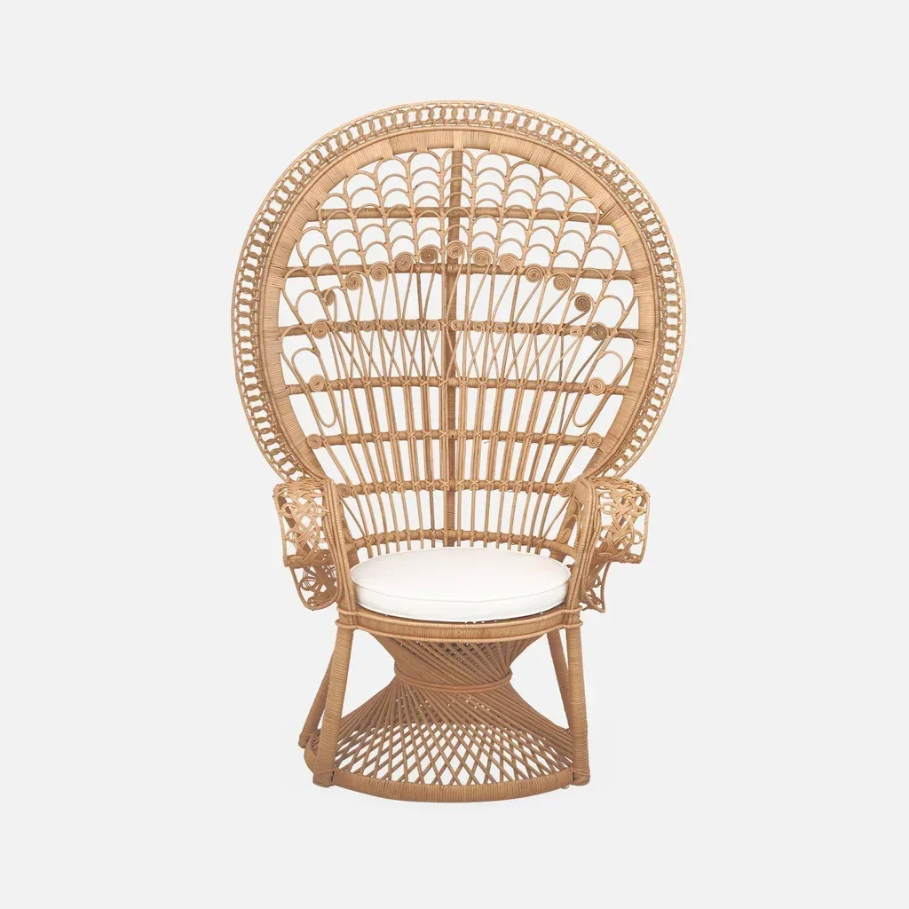 Fauteuil rotin vintage Mahe style années 60 bohème chic