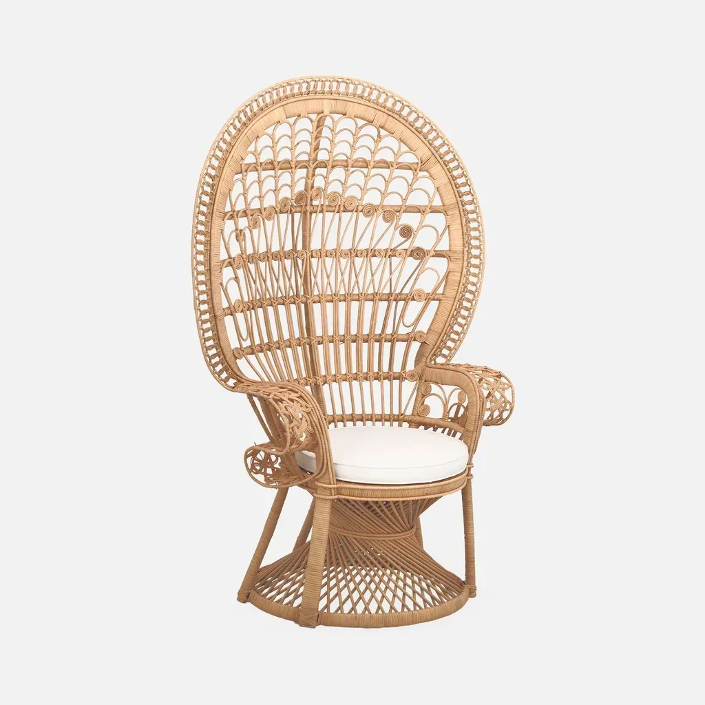 Fauteuil rotin vintage Mahe style années 60 bohème chic
