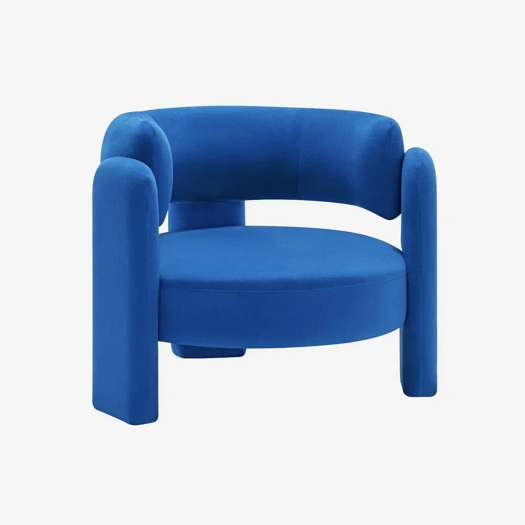 Poltrona escandinava 3 pés Mellow azul feltro design moderno