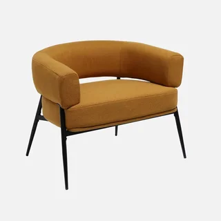 Fauteuil tissu dossier cintré piétement métallique Cristo