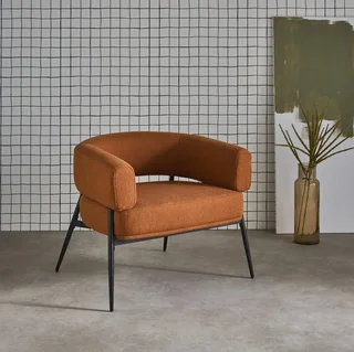 Fauteuil Cristo tissu dossier cintré piétement métallique contemporain