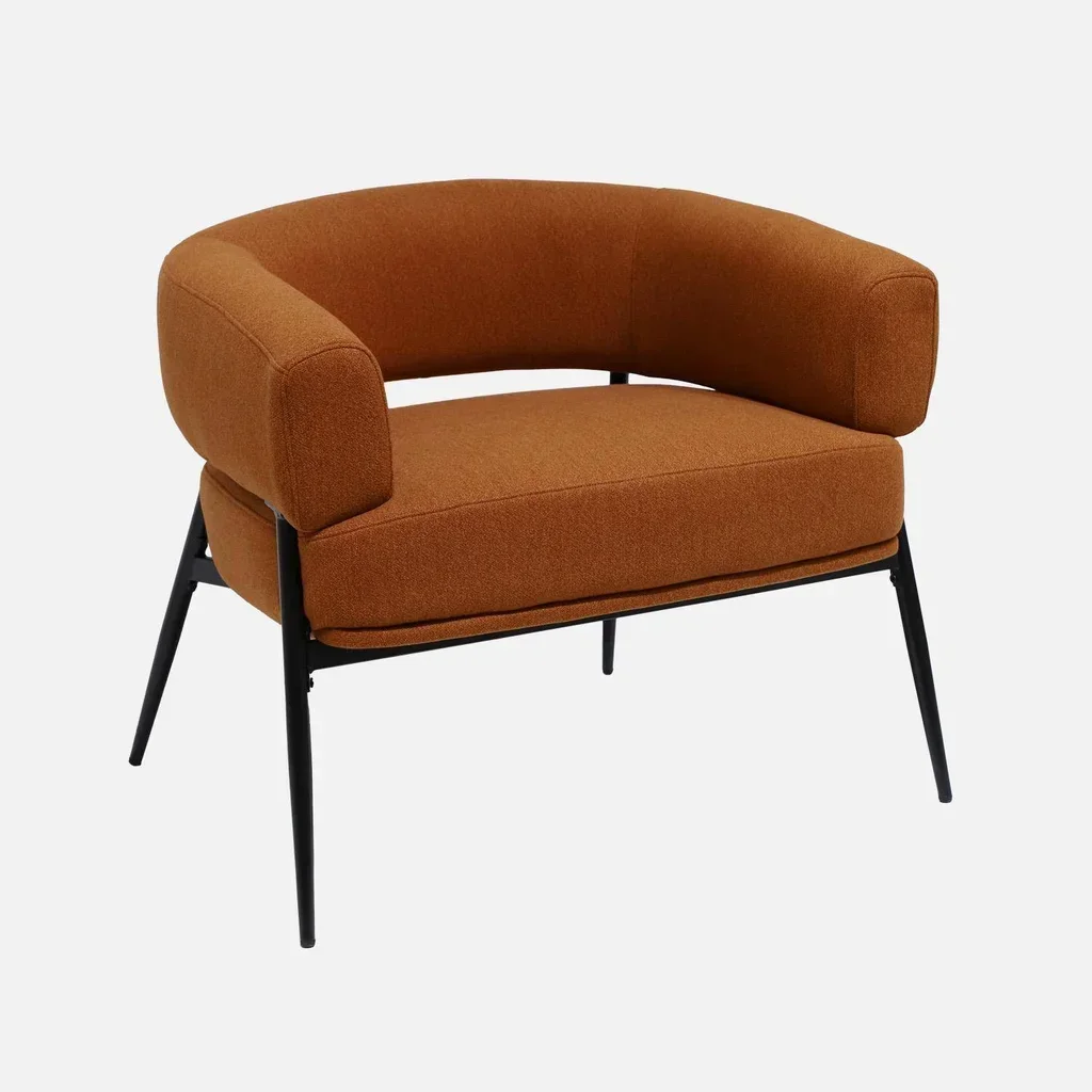 Fauteuil Cristo tissu dossier cintré piétement métallique contemporain