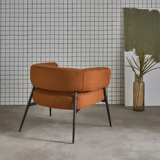 Fauteuil Cristo tissu dossier cintré piétement métallique contemporain